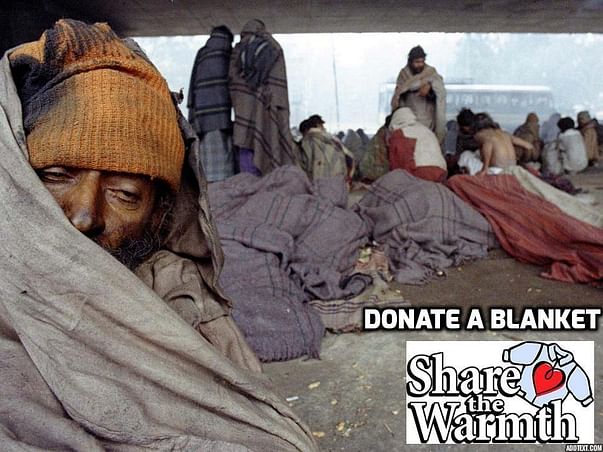 Donate a blanket to homeless people on street