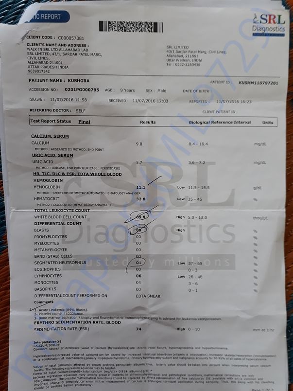Blood Test Report.
