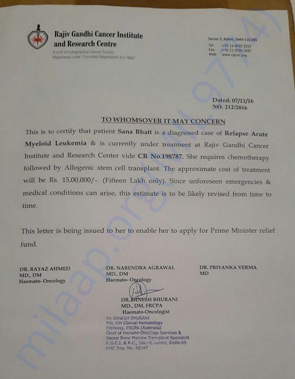 Legal Document from Rajiv Gandhi cancer institute and research centre