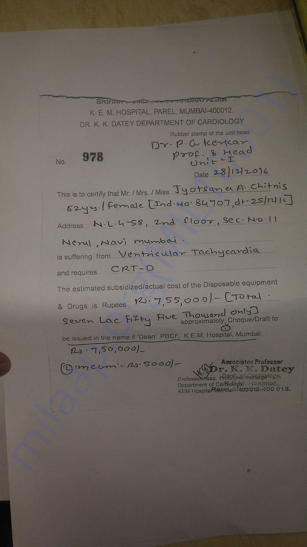 Original cost certificate