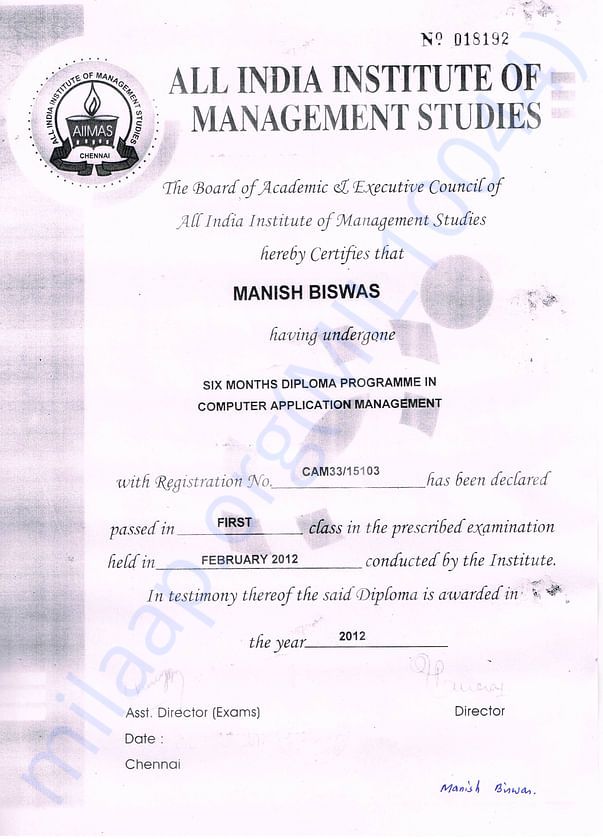 Computer Application Management Certificate