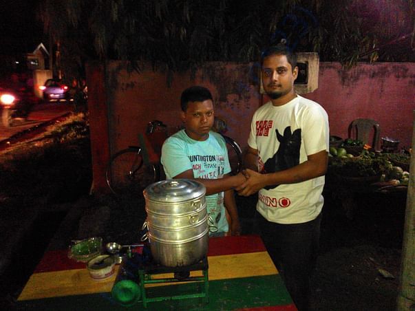 Trying to help an underprivileged educated youth by setting up a stall