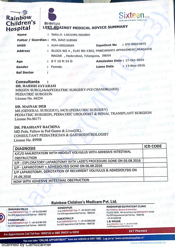 Lakshmi Maanvi's medical summary report