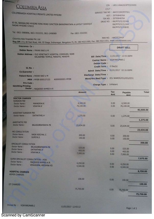 Pavan Bill - as of 11012017