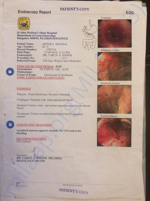 First test reports from St Johns Hospital