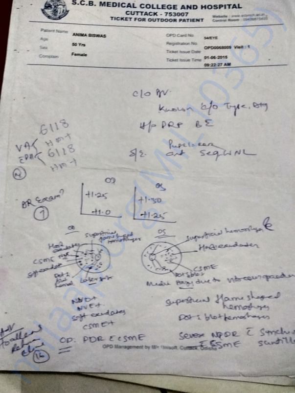 Eye test reports from gov hospital