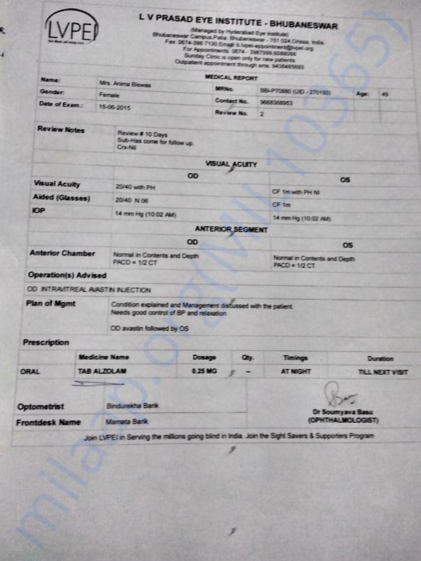 Eye test medical report 3