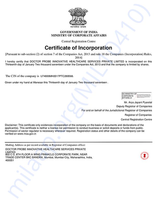 Company incorporation