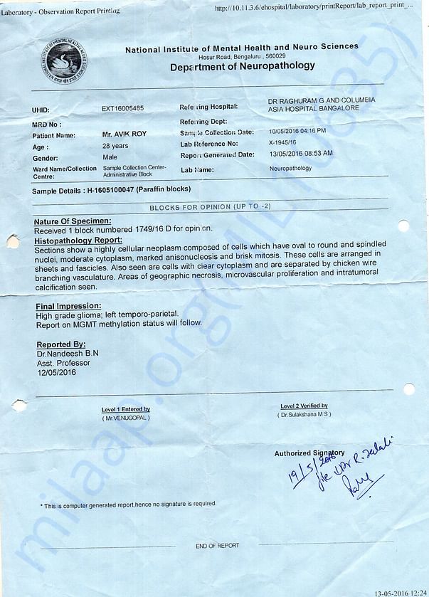 This is last year's biopsy report.