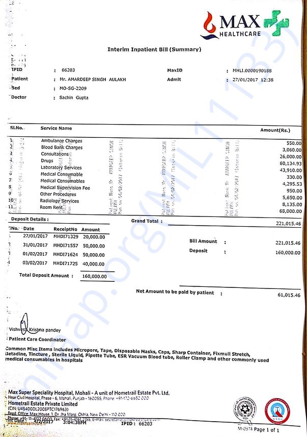 Interim Hospital Bill