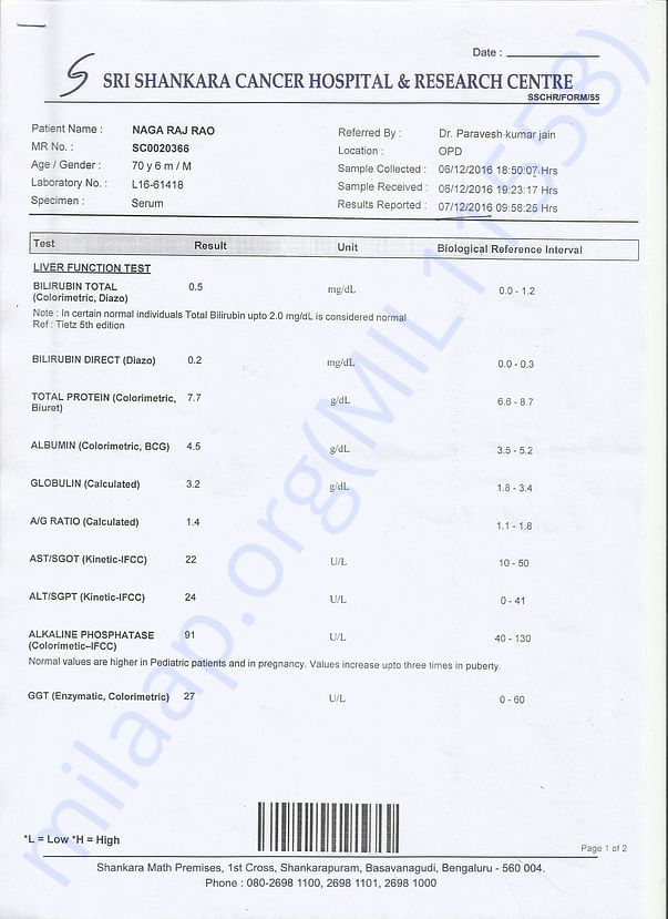 Blood report 1