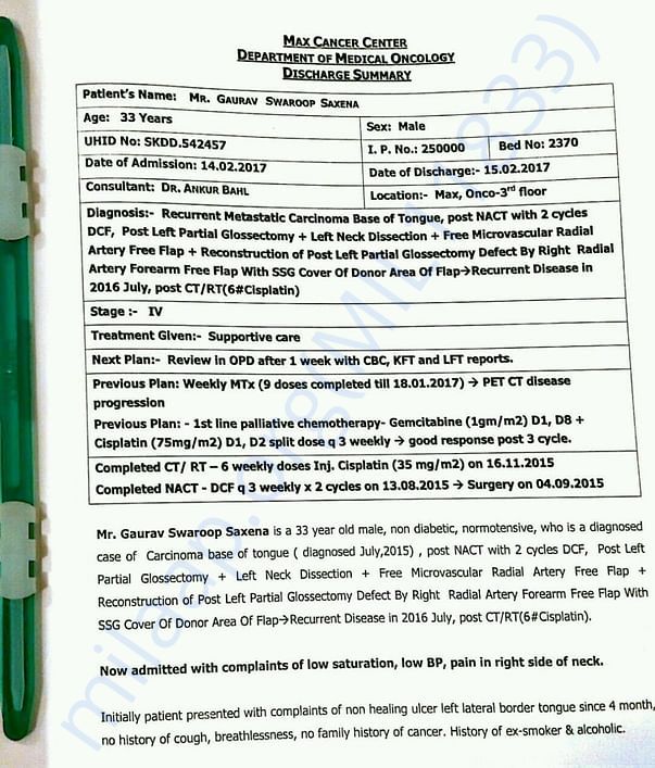 Latest discharge summary