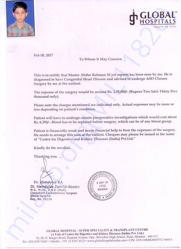Estimation letter