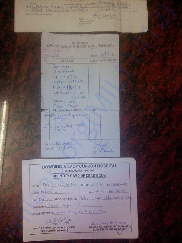Abhinaya's Death Certificate