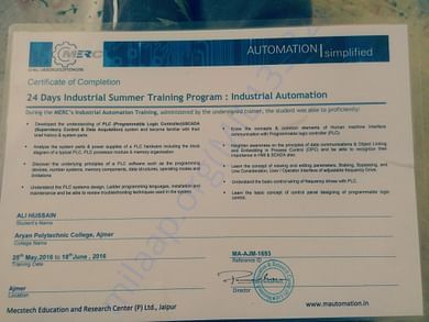 My training degree of diploma electronic