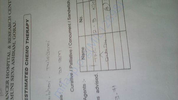 His chemotherapy treatment at goraj kailash cancer hospital