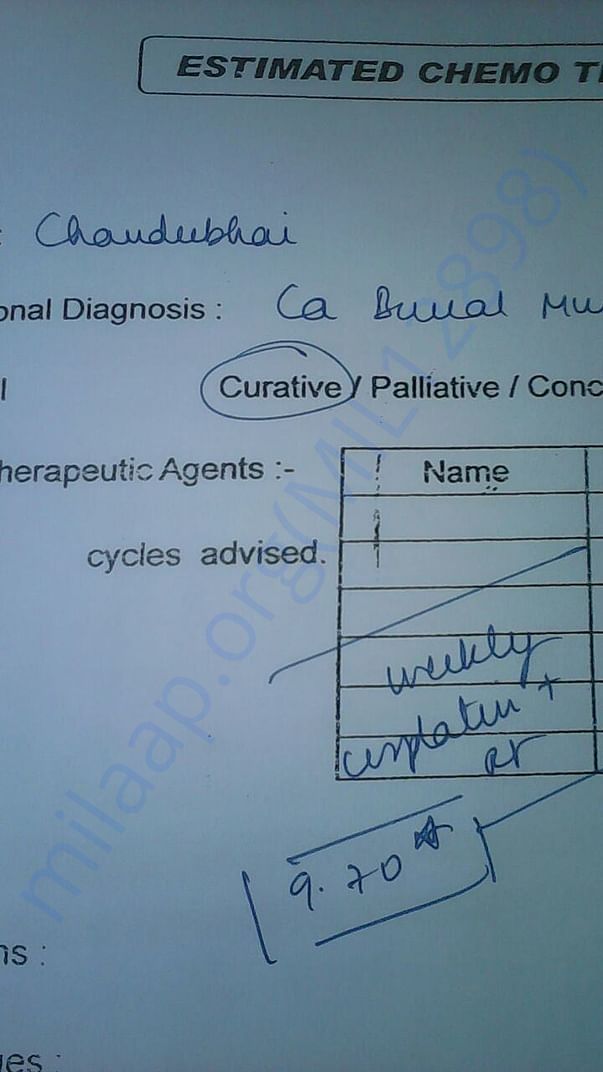 His weekly cycle of chemo