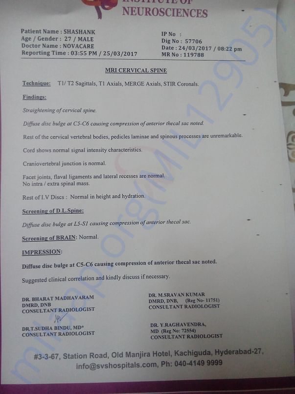Spine disc bulg report