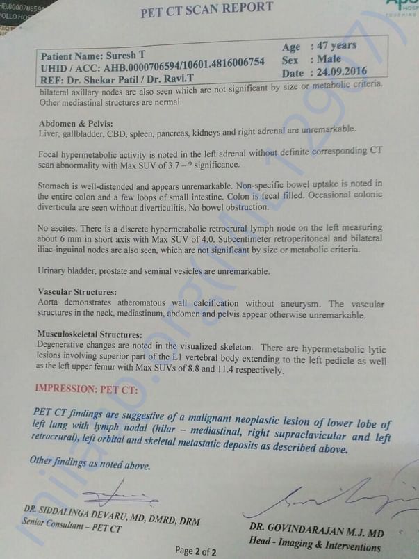PET CT Scan Report