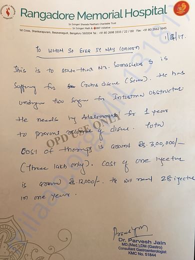 Doctors Letter for Fund raising