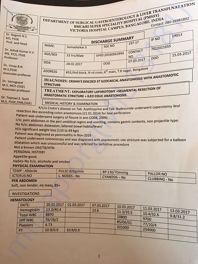Discharge summary of 2nd surgery