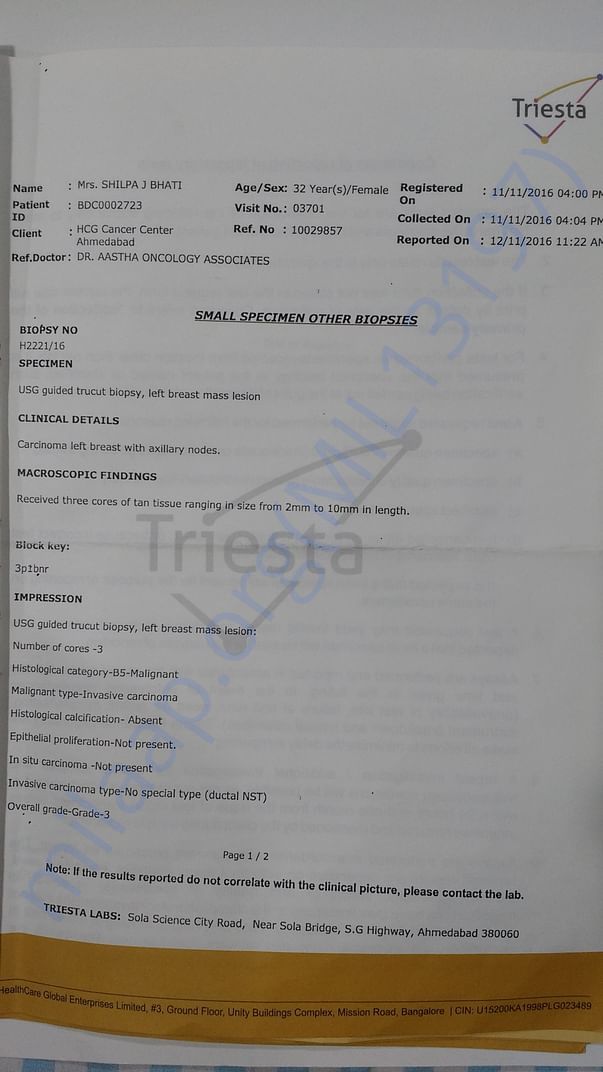 Core Needle Biopsy report