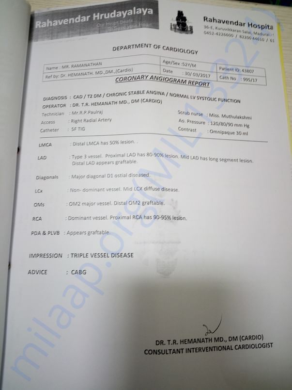 Angiogram report