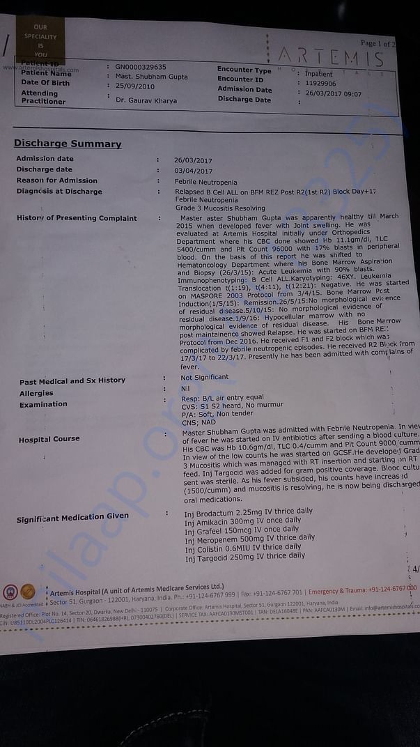 Recent discharge summary