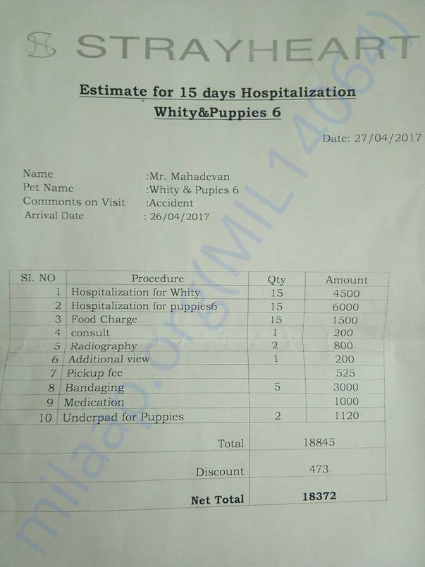 Medical Estimate for 15 days.