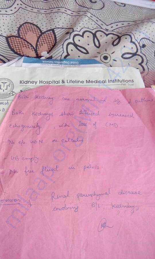 report of doctor for defused kidneys