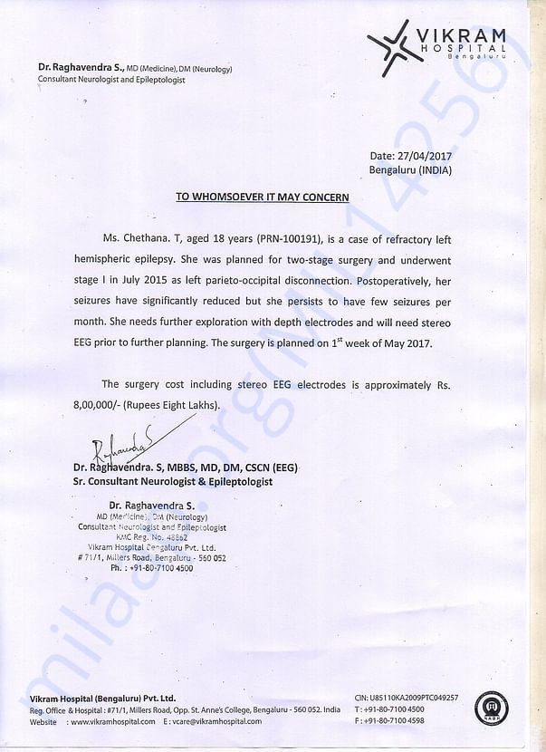 Hospital letter
