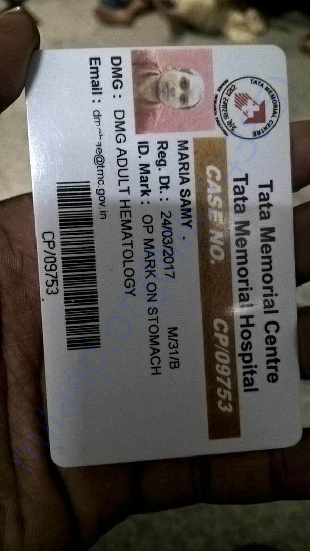 Admission Medical Card of Tata Hospital