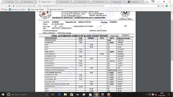 Blood Count Report