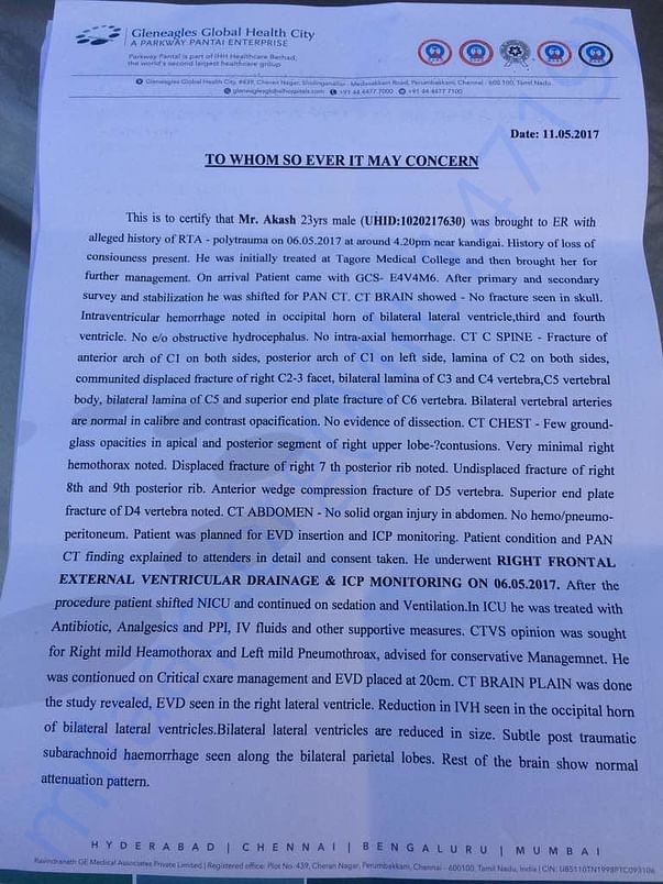 Medical report from doctors