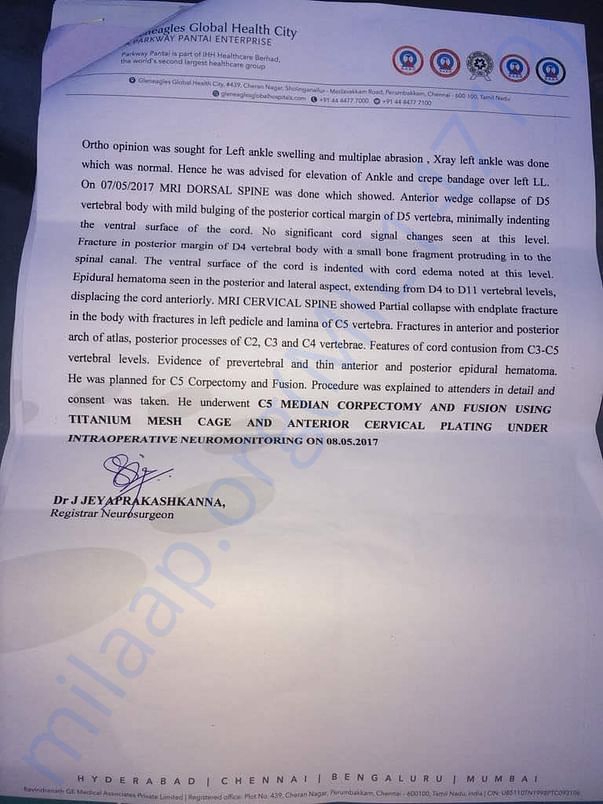 Medical report from doctors