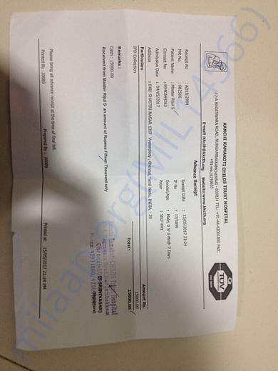 Ct scan report and hospital admission bill
