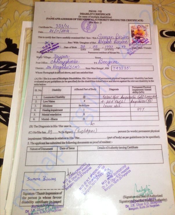 Disability certificate