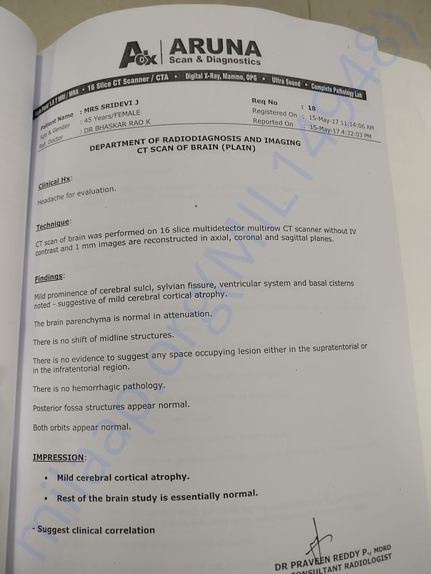 Ct scan report