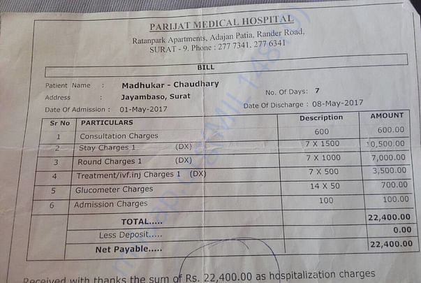 Parijat Hospital's bill