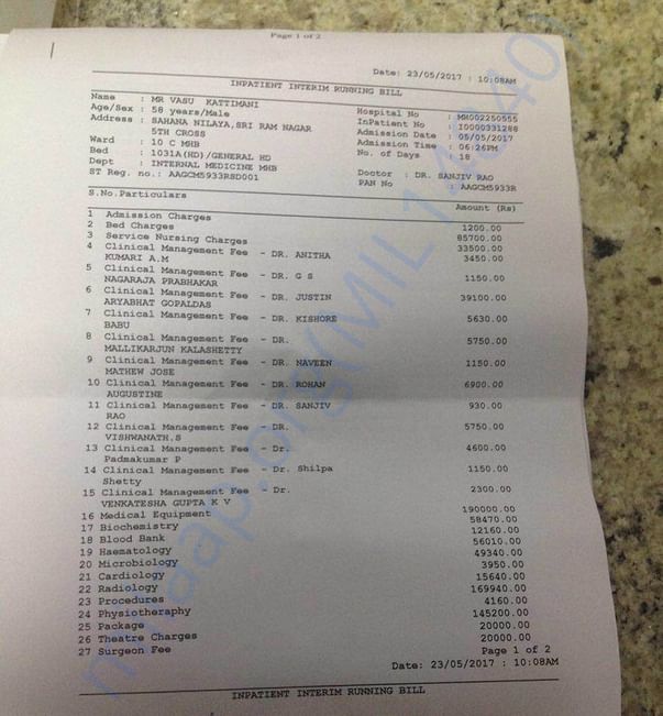 Medical Expenses as of 23rd May