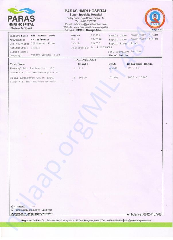 Haemotology Report