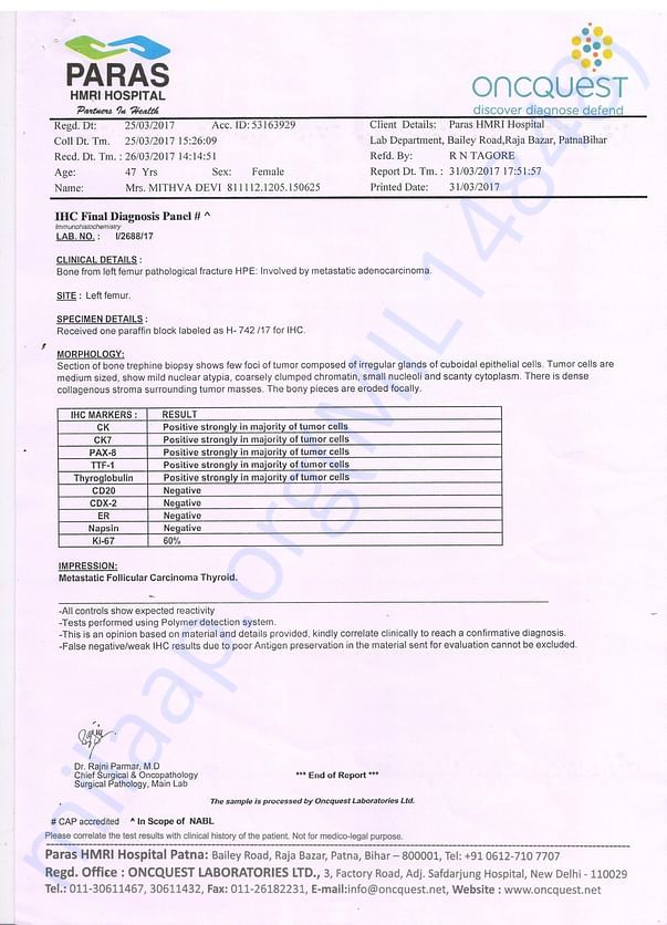IHC Final Diagnosis Report