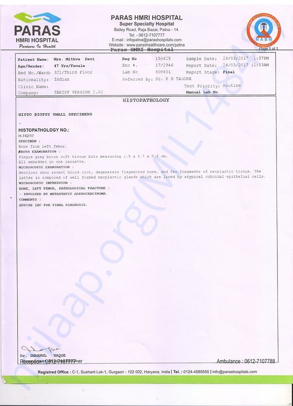 Histopathalogy Report
