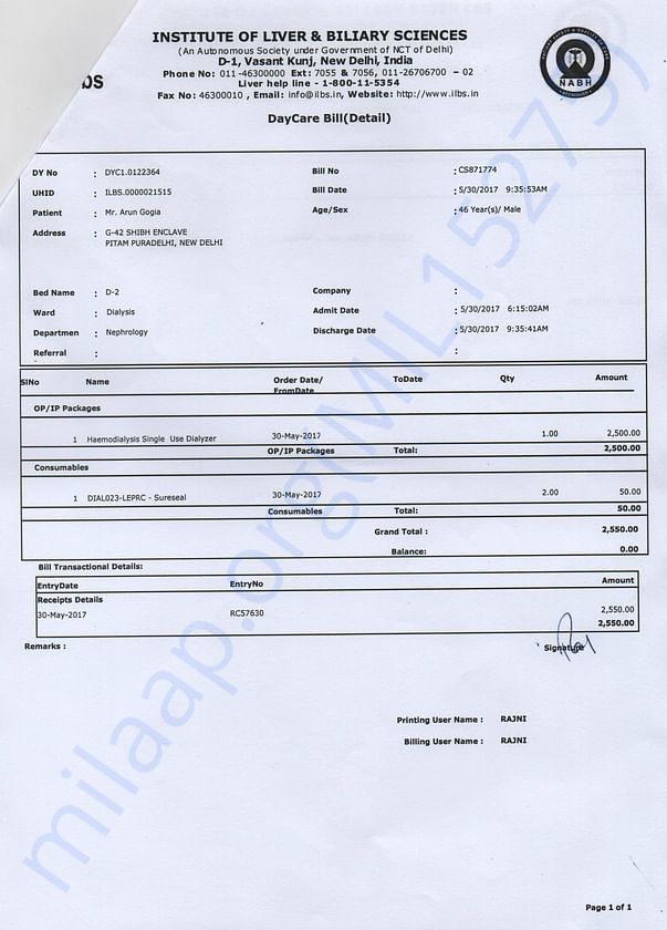 Second dialysis in week bill summary