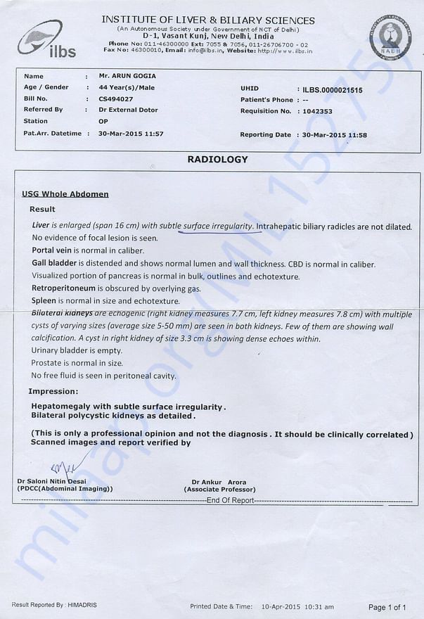 Radiology report