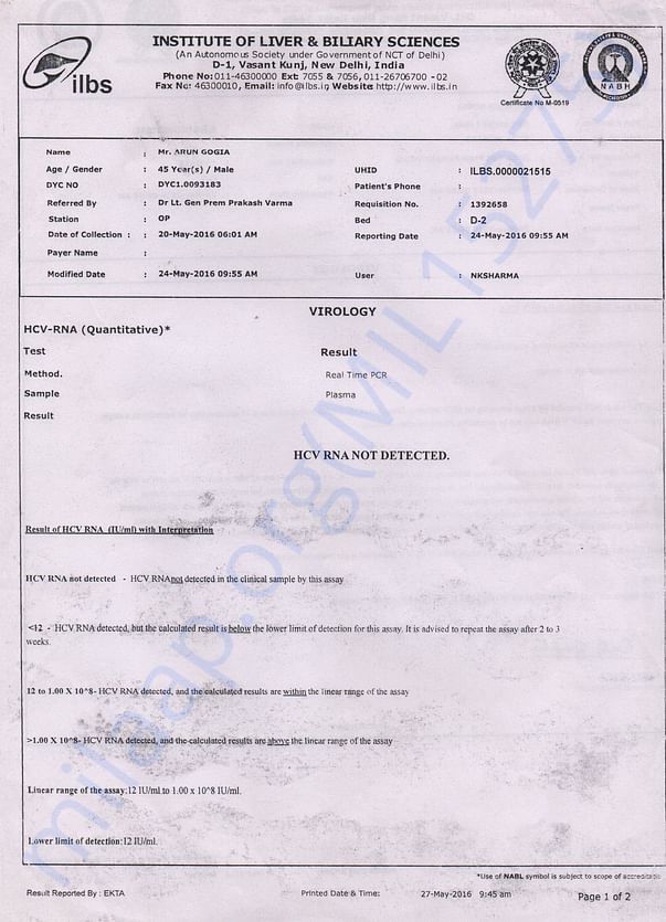 HCV RNA report