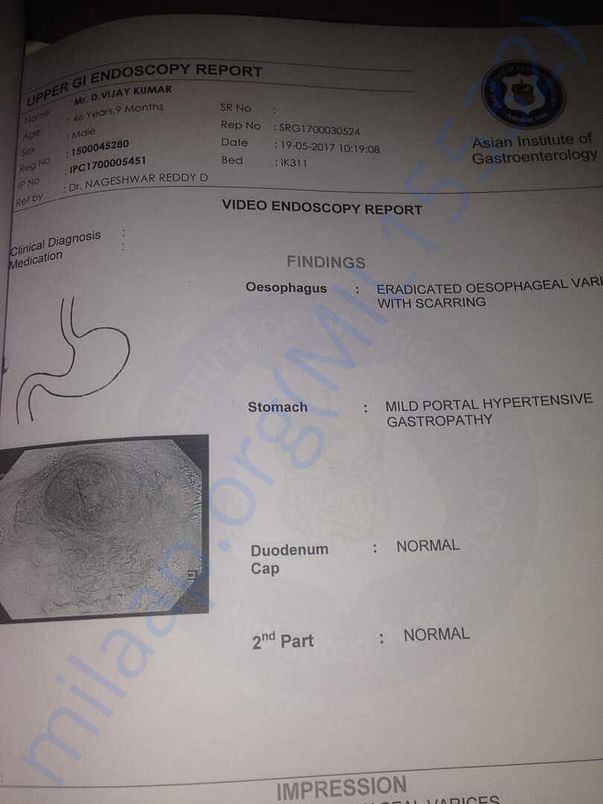 Endoscopy test report