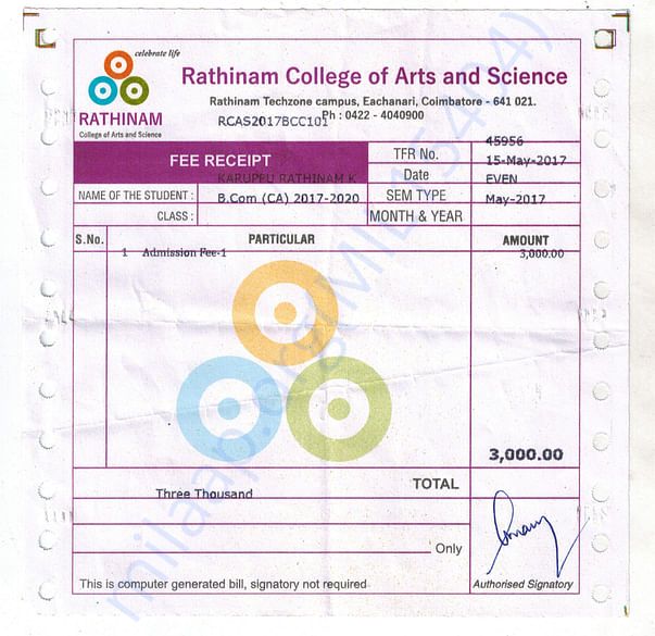 College Fee Receipt