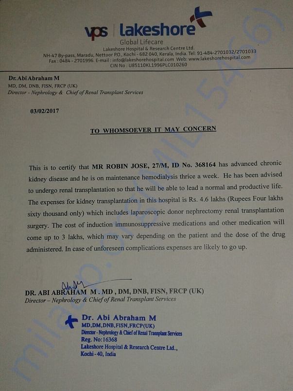 Lake Shore Doctor Letter