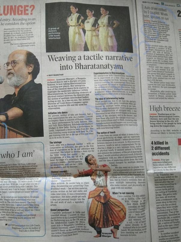 Story about Vyuti in DTNext, Chennai
